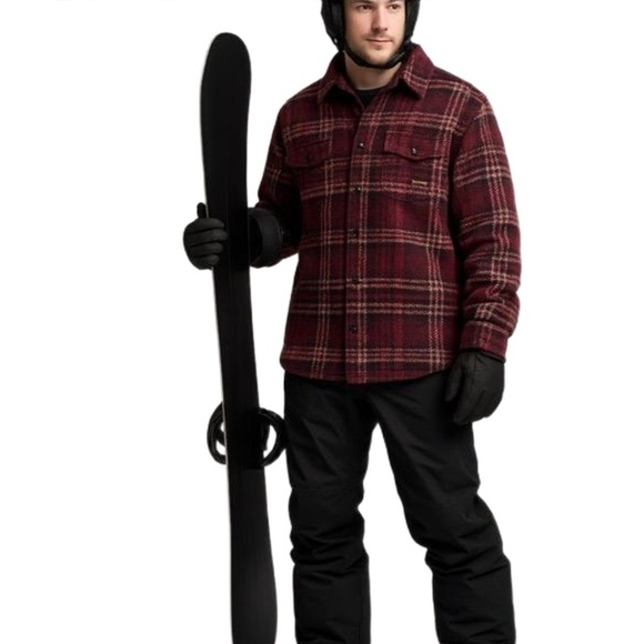 EMPYRE Burgundy And Black Plaid ButtonUp Long Sleeve Ski Boarding Jacket L Y2K - Picture 1 of 7